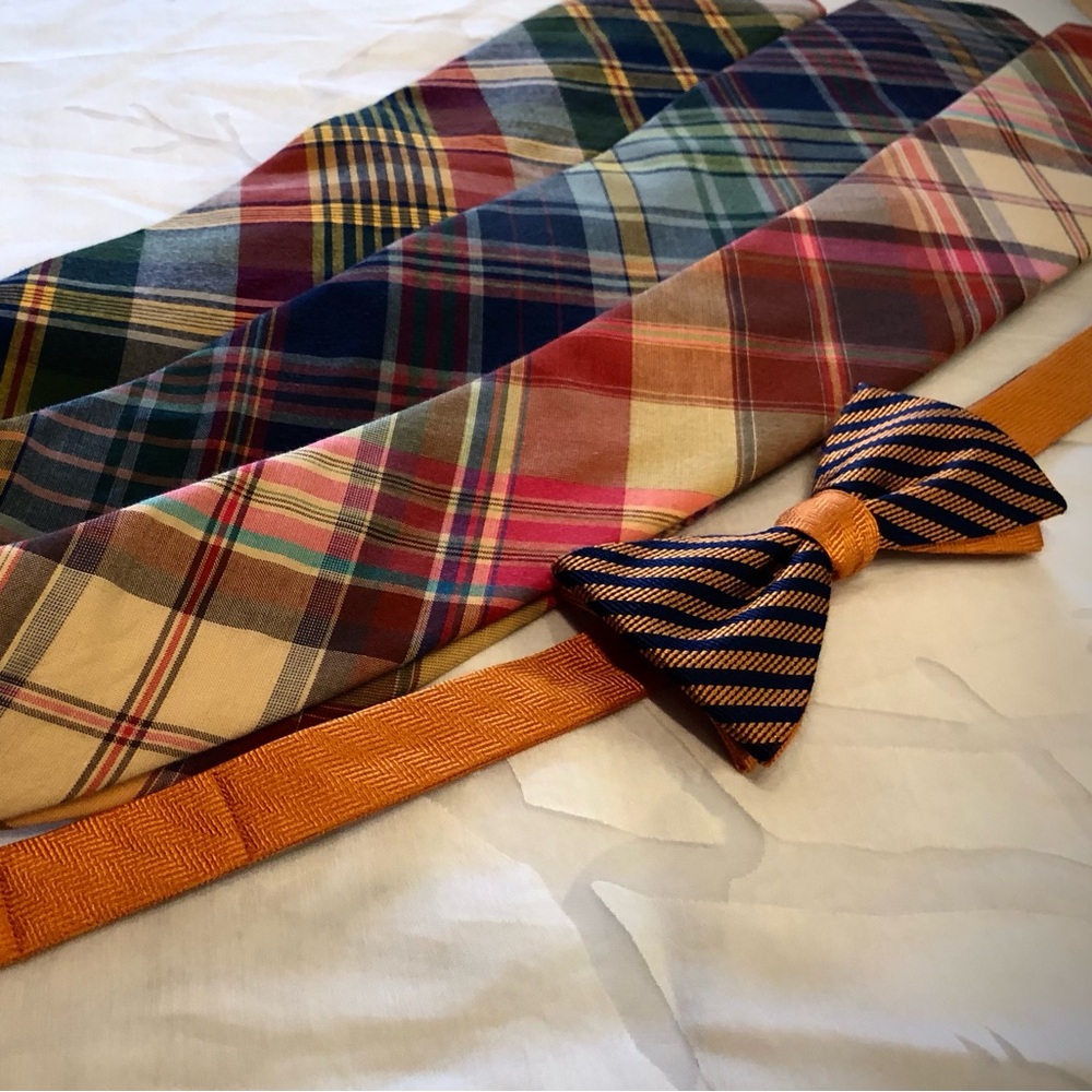 Cotton Plaid Ties & Silk Bow Tie Bundle